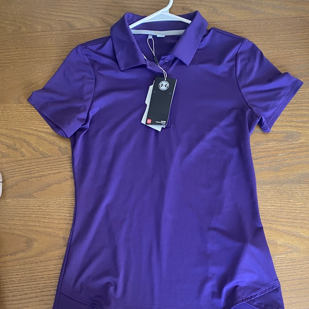NWT Under Armour Women's Purple Button Down Shirt SIZE SMALL